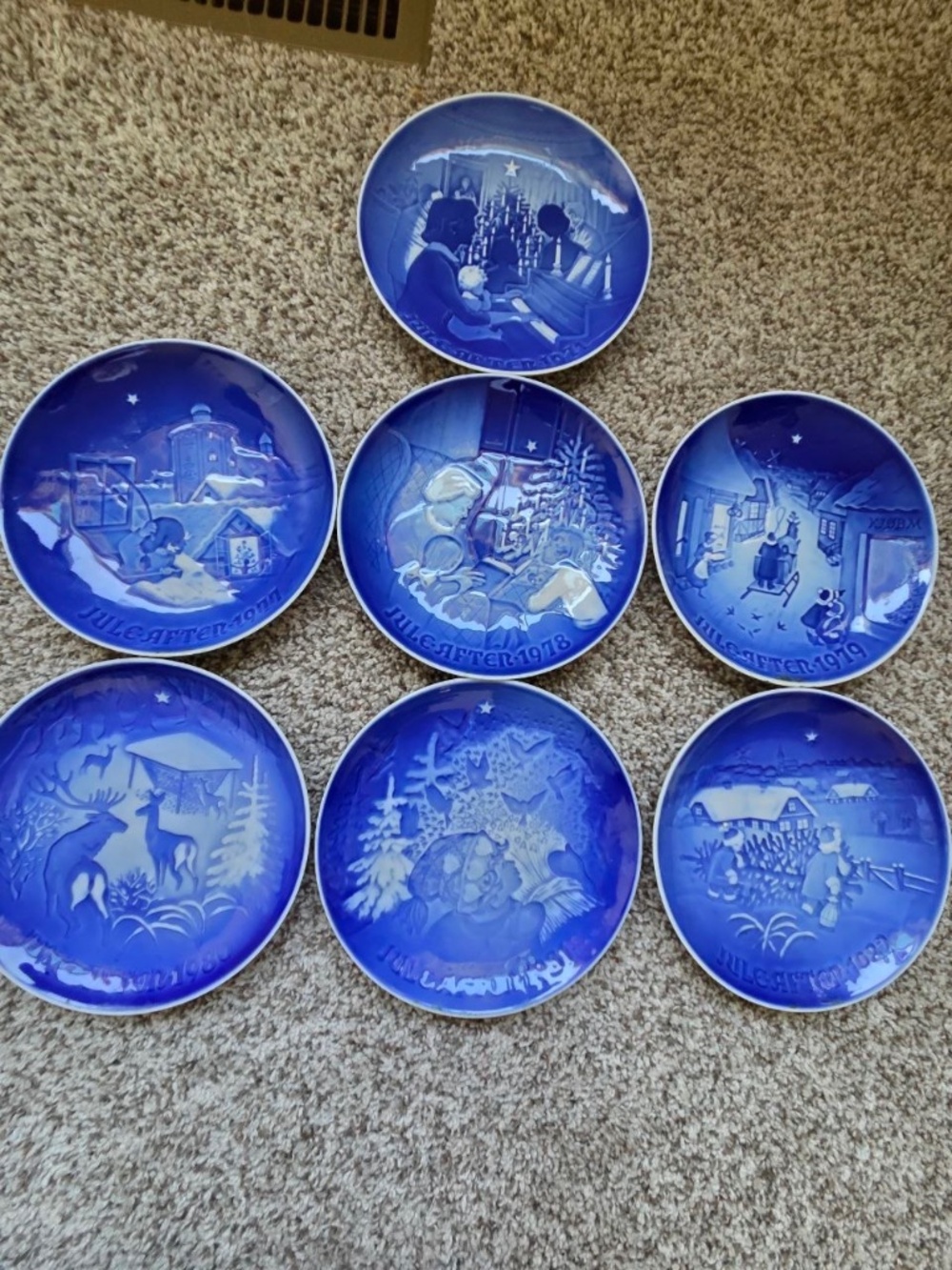 Vintage Bing & Grondahl Christmas Plates Lot 1971 1977-1982 Jule Aften Denmark